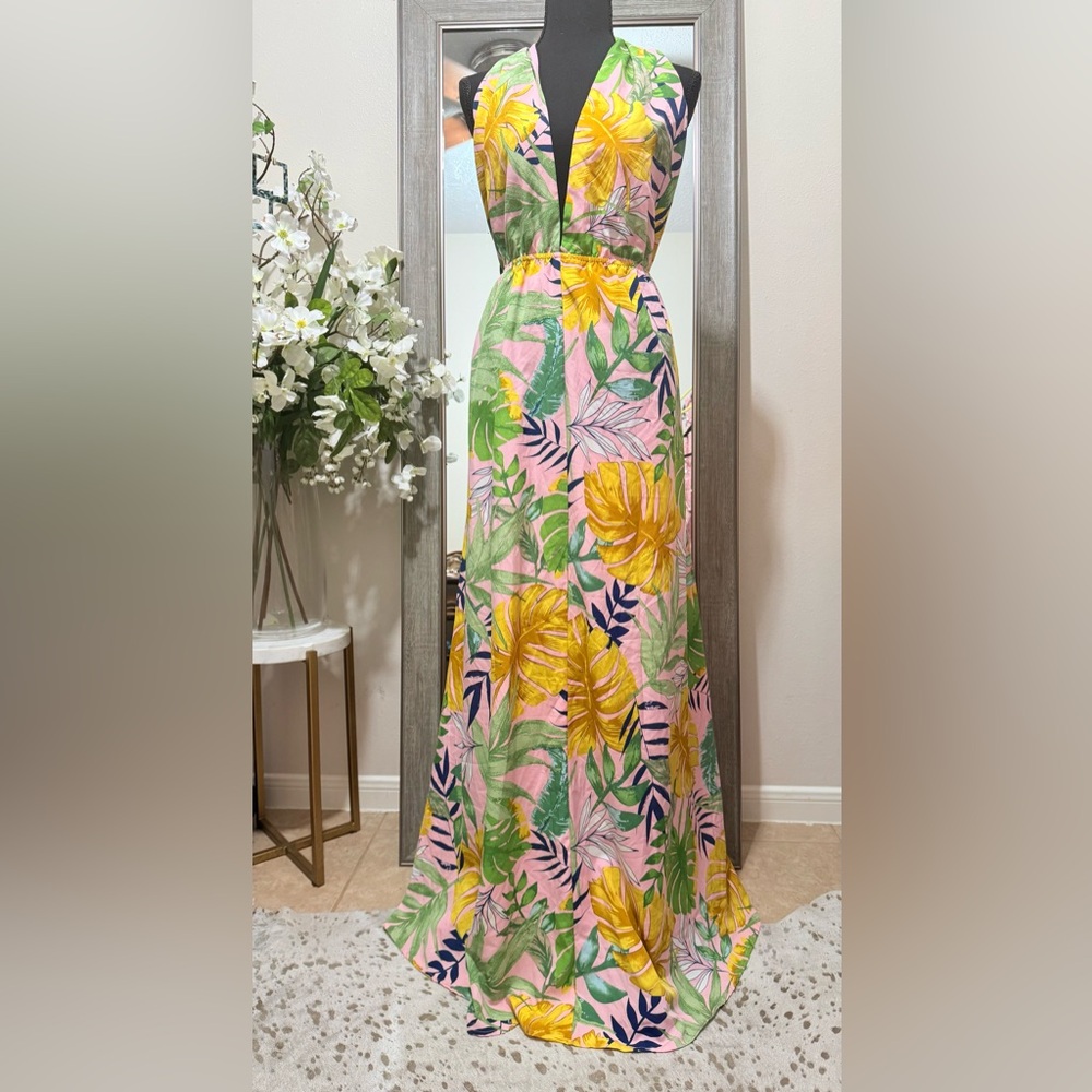 HYFVE Yellow and Pink Floral Maxi Dress